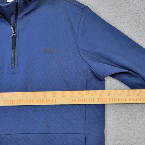 Lacoste 1/4 Zip Hoodie Men's Size S Drawstring Waist Pockets Hooded Blue - Picture 11 of 15